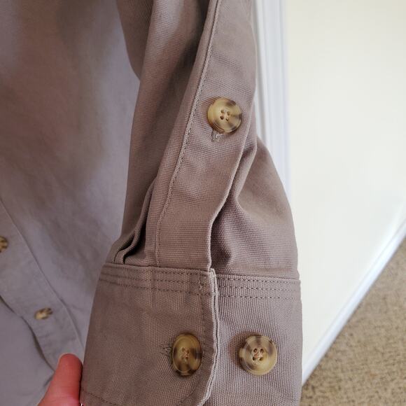 Duluth Mens Heavyweight Button-Down Long-Sleeved Shirt Gray/Taupe Size L - Picture 5 of 9